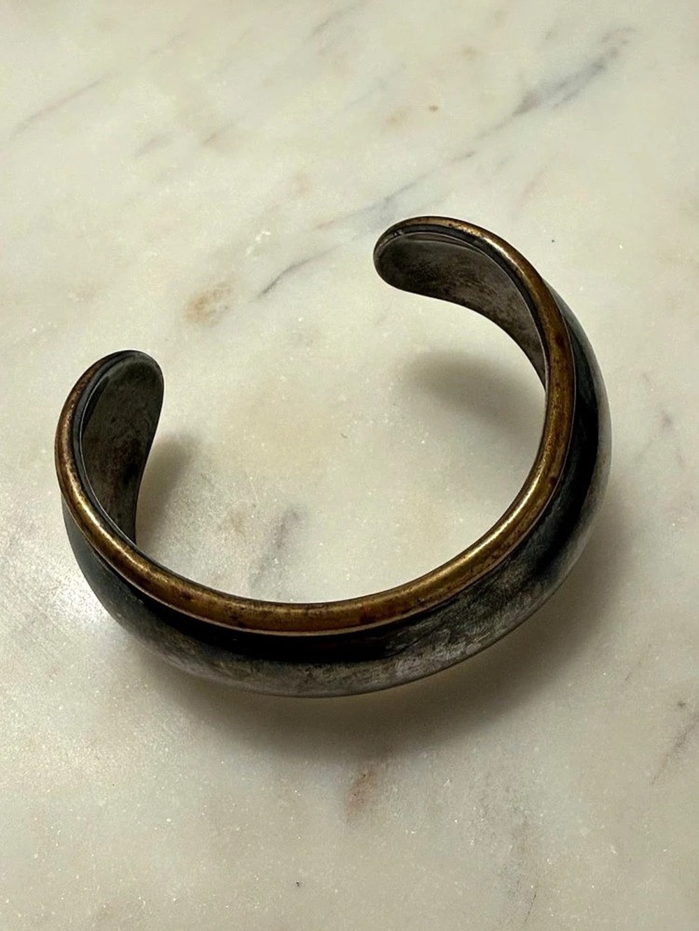Vintage Mexico 925 Sterling Silver Two Tone Wavy Cuff Bracelet - Picture 4 of 5